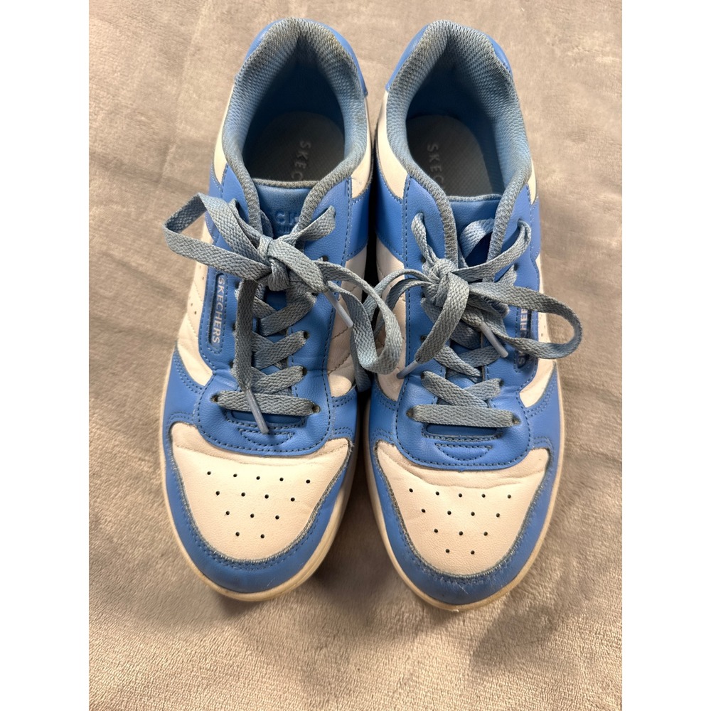 Skechers Blue White Court Sneakers Low Top Lace Up Shoes Womens 6 - Picture 2 of 6